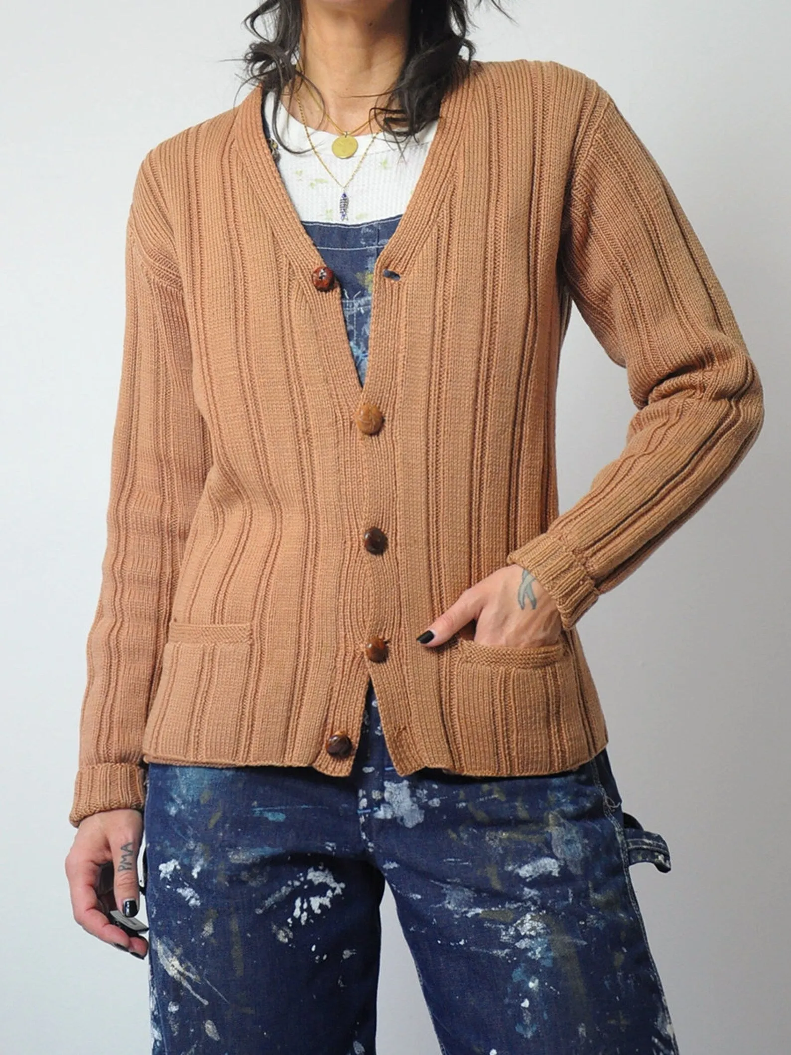 1940's Camel Ribbed Cardigan