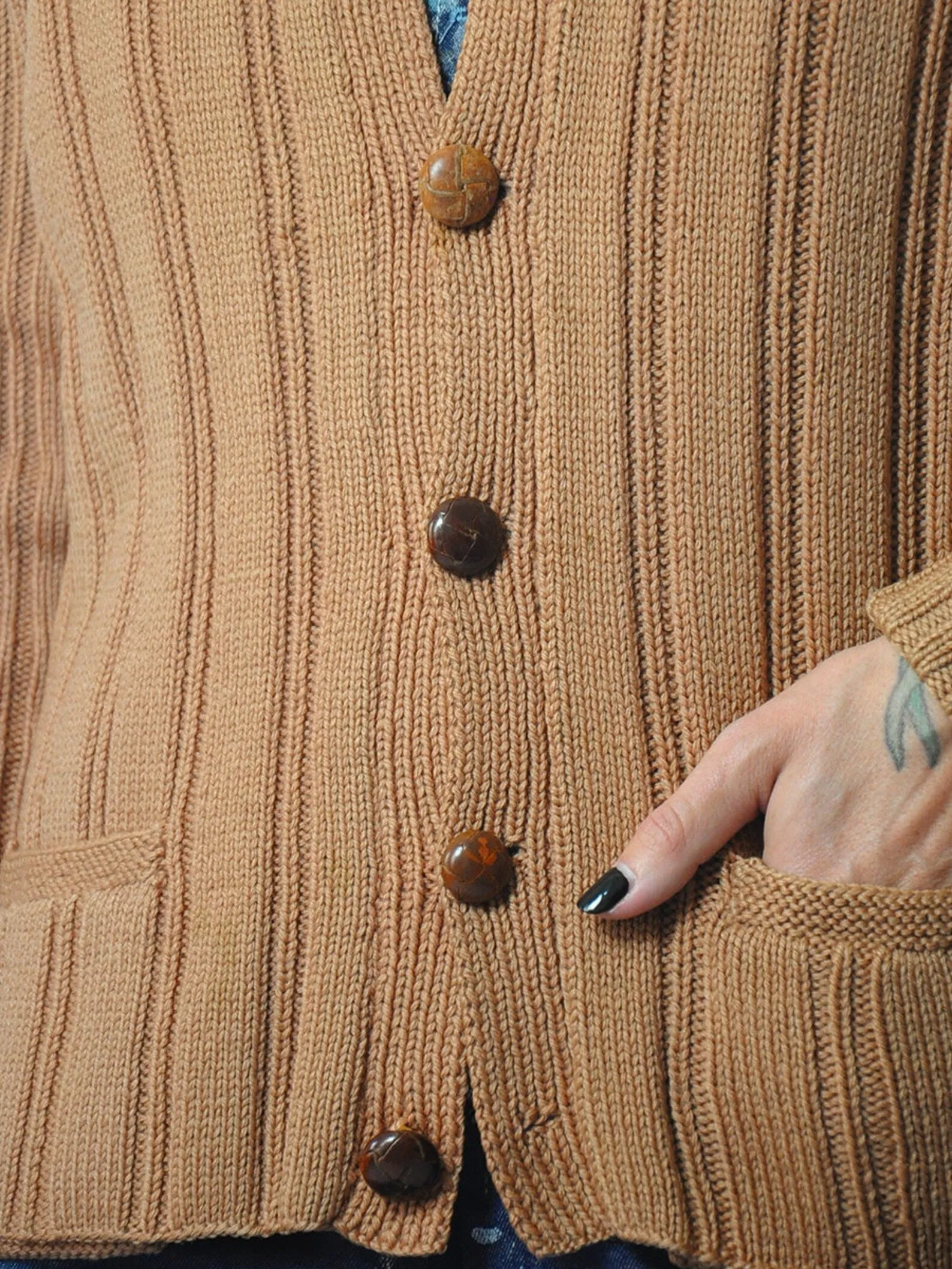 1940's Camel Ribbed Cardigan