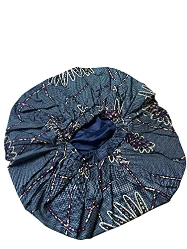 Ankara Silk Satin Bonnet - Dark Green, Large