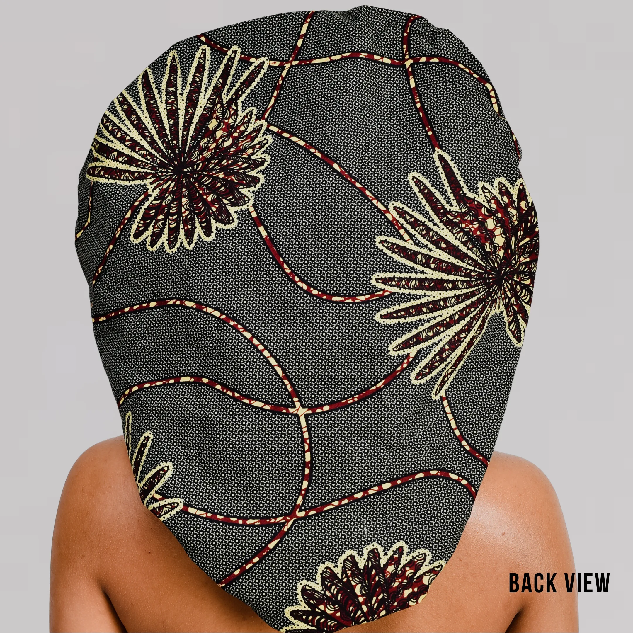 Ankara Silk Satin Bonnet - Dark Green, Large