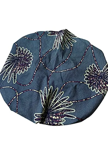 Ankara Silk Satin Bonnet - Dark Green, Large