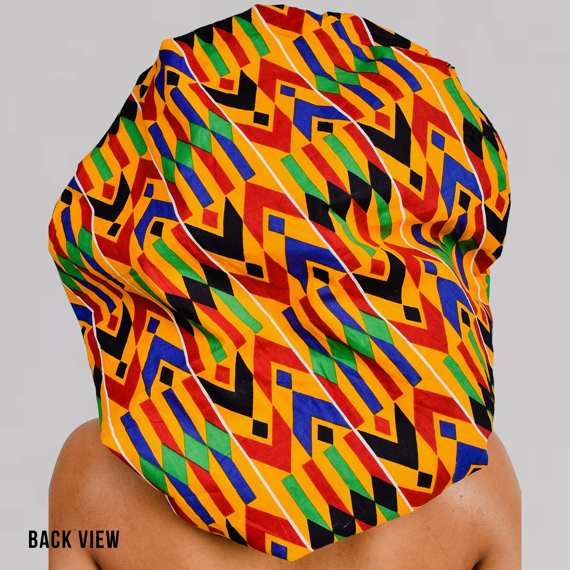 Ankara Silk Satin Bonnet - Kente, XL