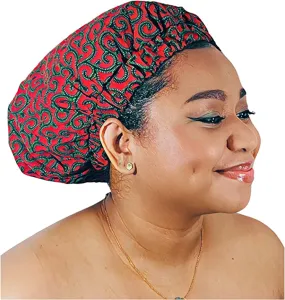 Ankara Silk Satin Bonnet - Red, Large