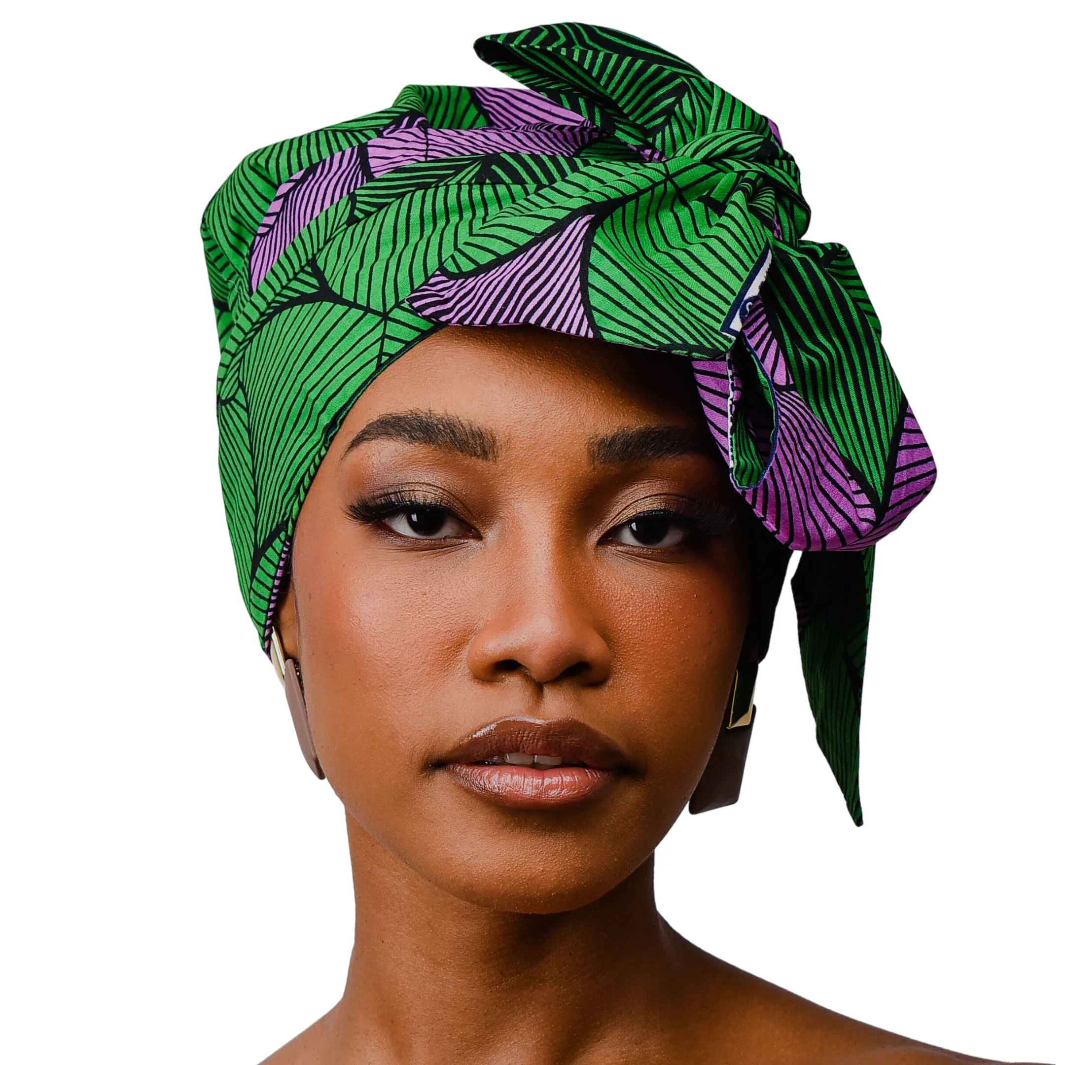 Ankara Silk Satin Bonnet Wrap/With Strap, Large