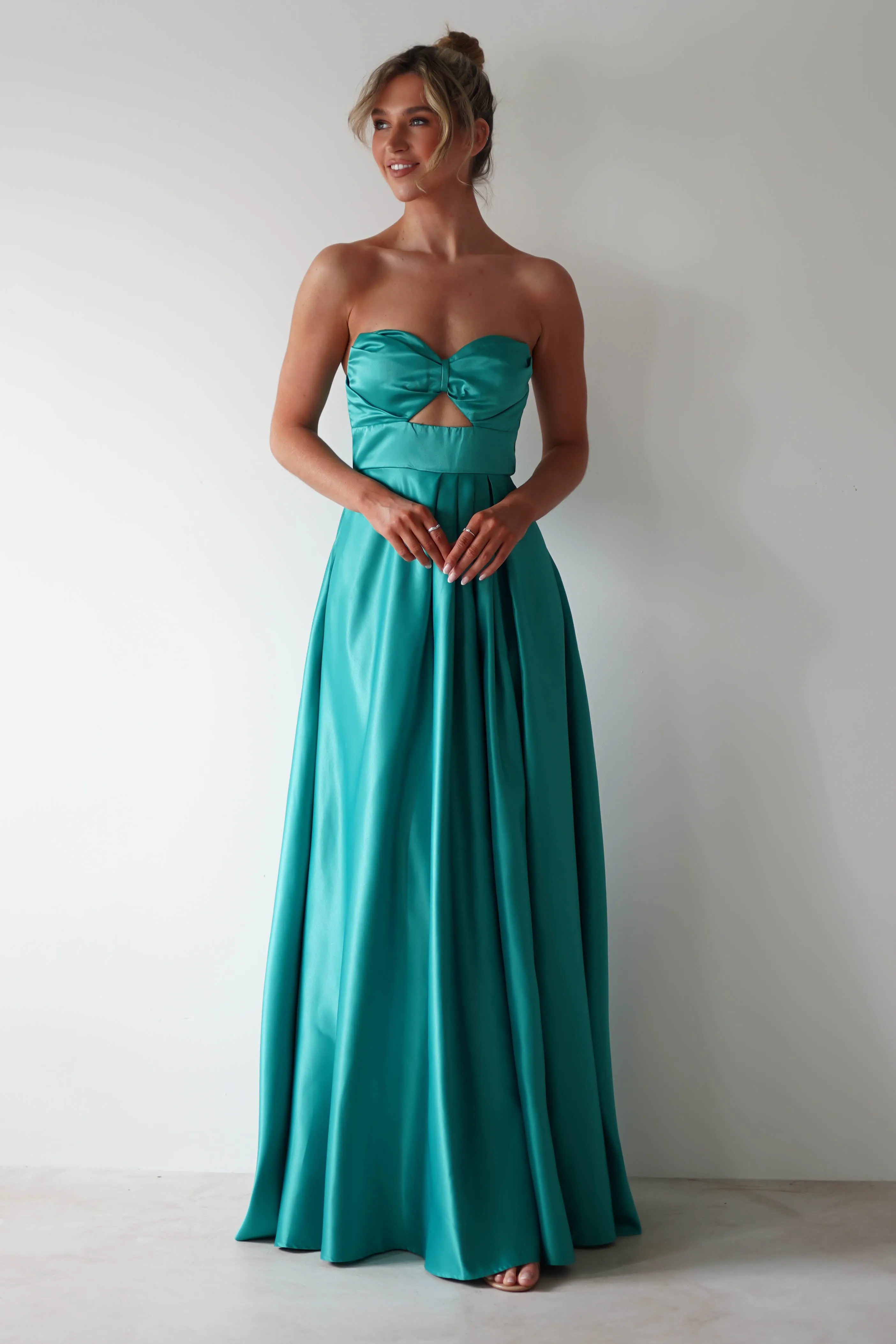 Ava Strapless Maxi Dress | Green