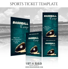 Baseball Camp Sports Ticket Template