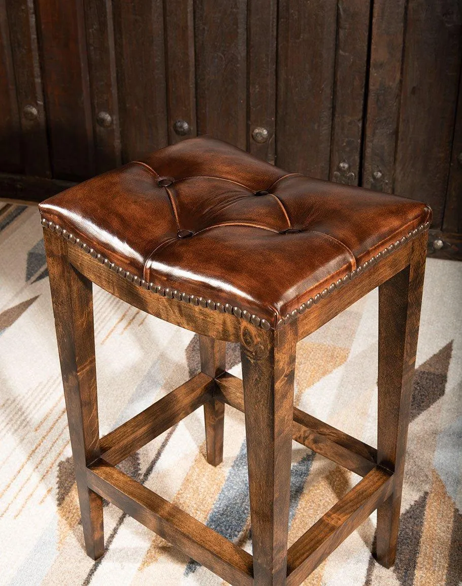 Bero Leather Upholstered Saddle Stool