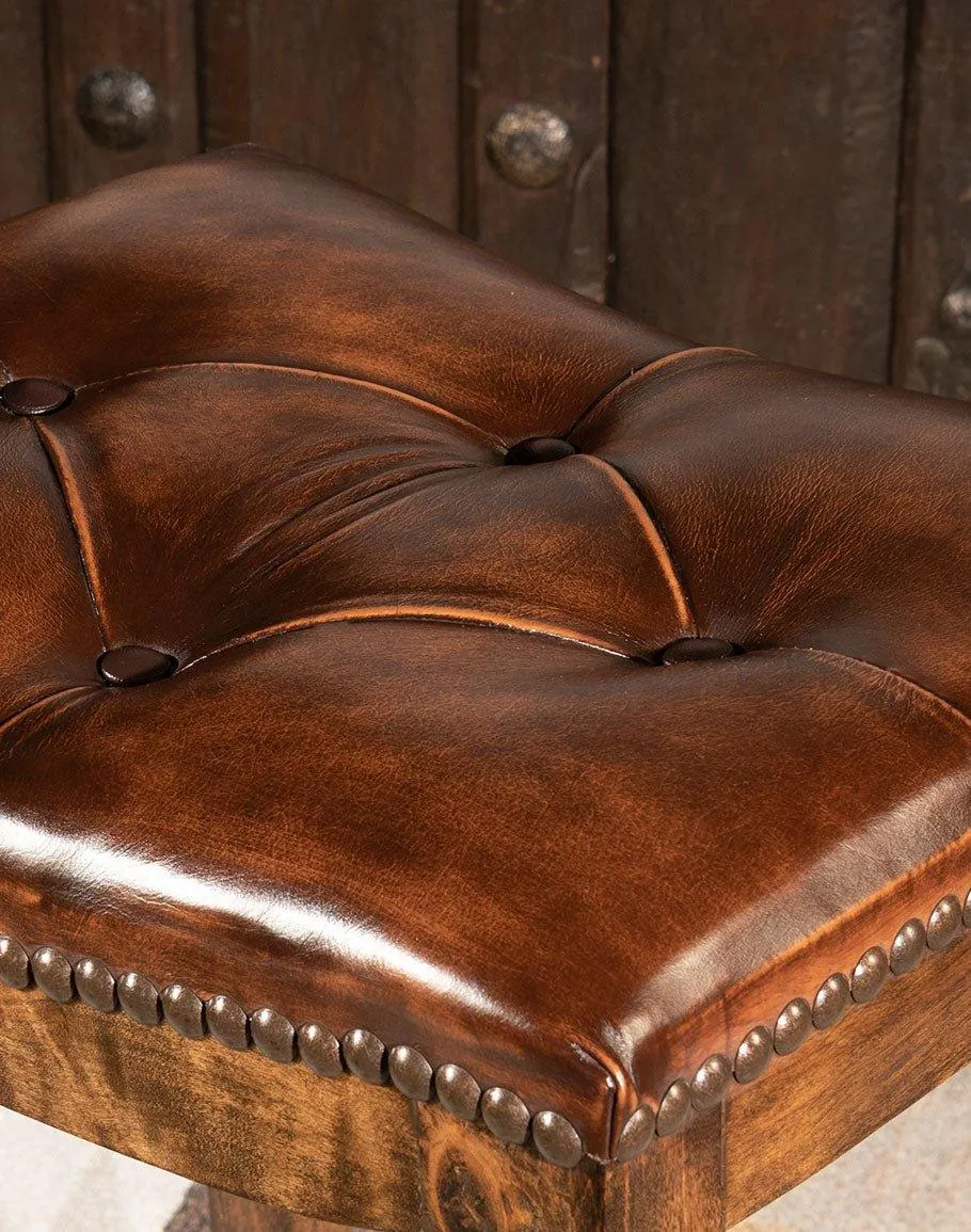 Bero Leather Upholstered Saddle Stool