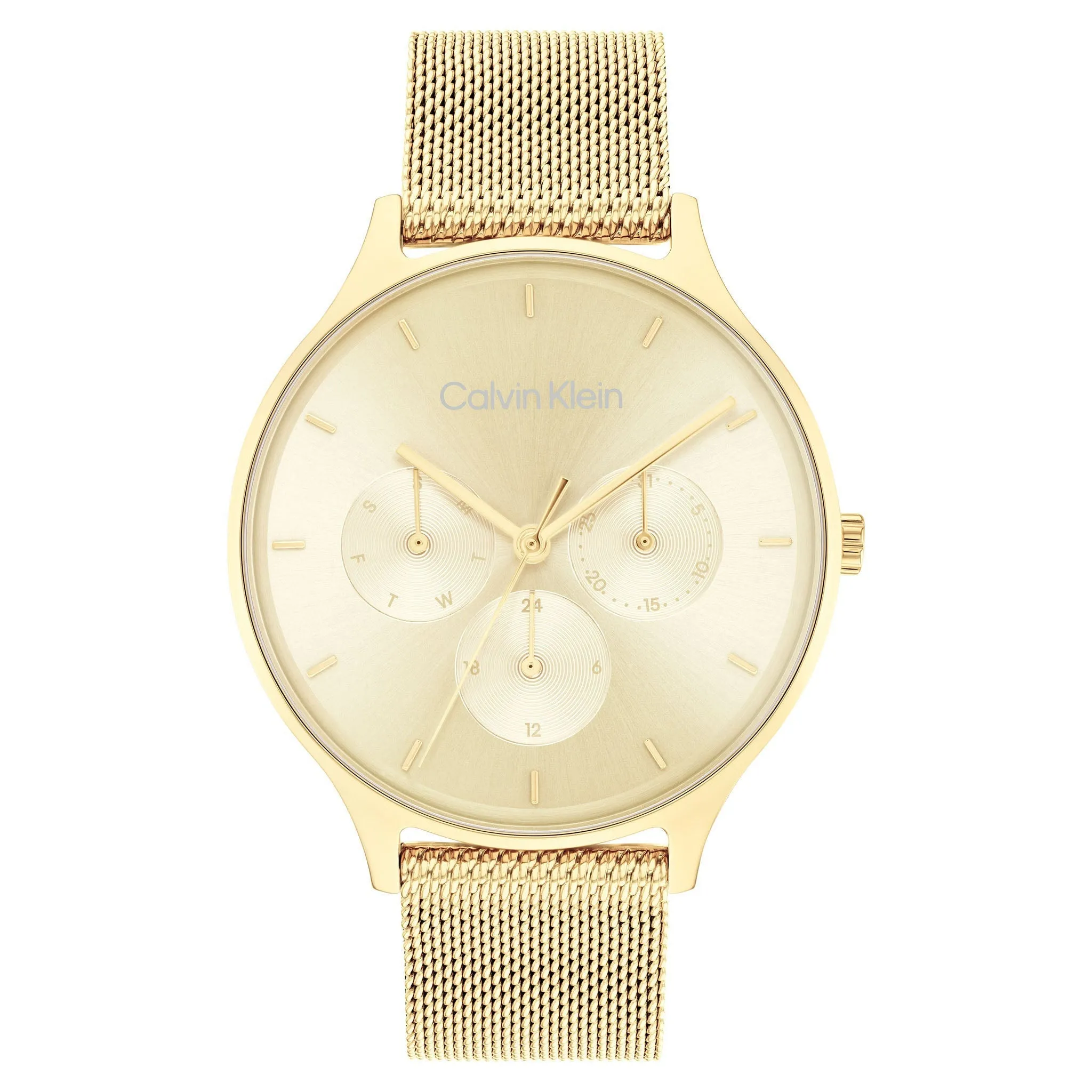 Calvin Klein Gold Mesh Light Champagne Dial Women's Multi-function Watch - 25200103