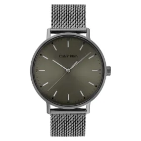 Calvin Klein Grey Mesh Green Dial Men's Watch - 25200048