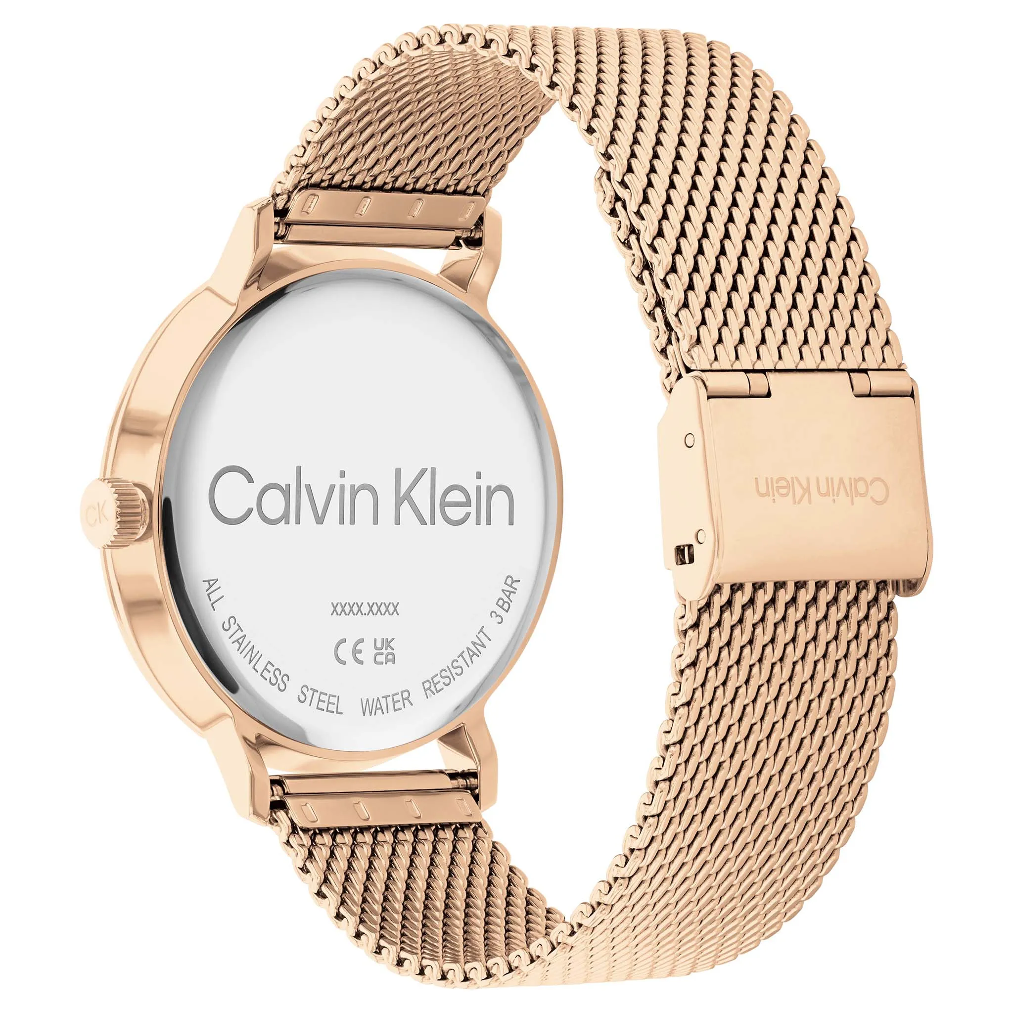 Calvin Klein Rose Gold Steel Mesh Blue Dial Men's Watch - 25200314