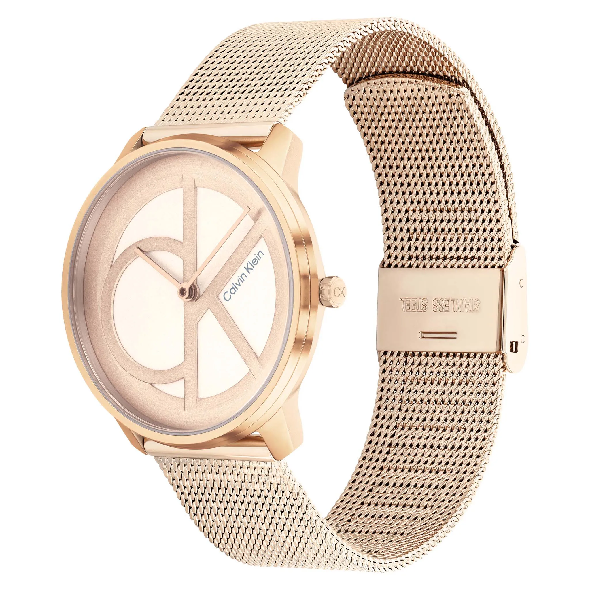 Calvin Klein Steel Mesh Carnation Gold Dial Unisex Watch - 25200035