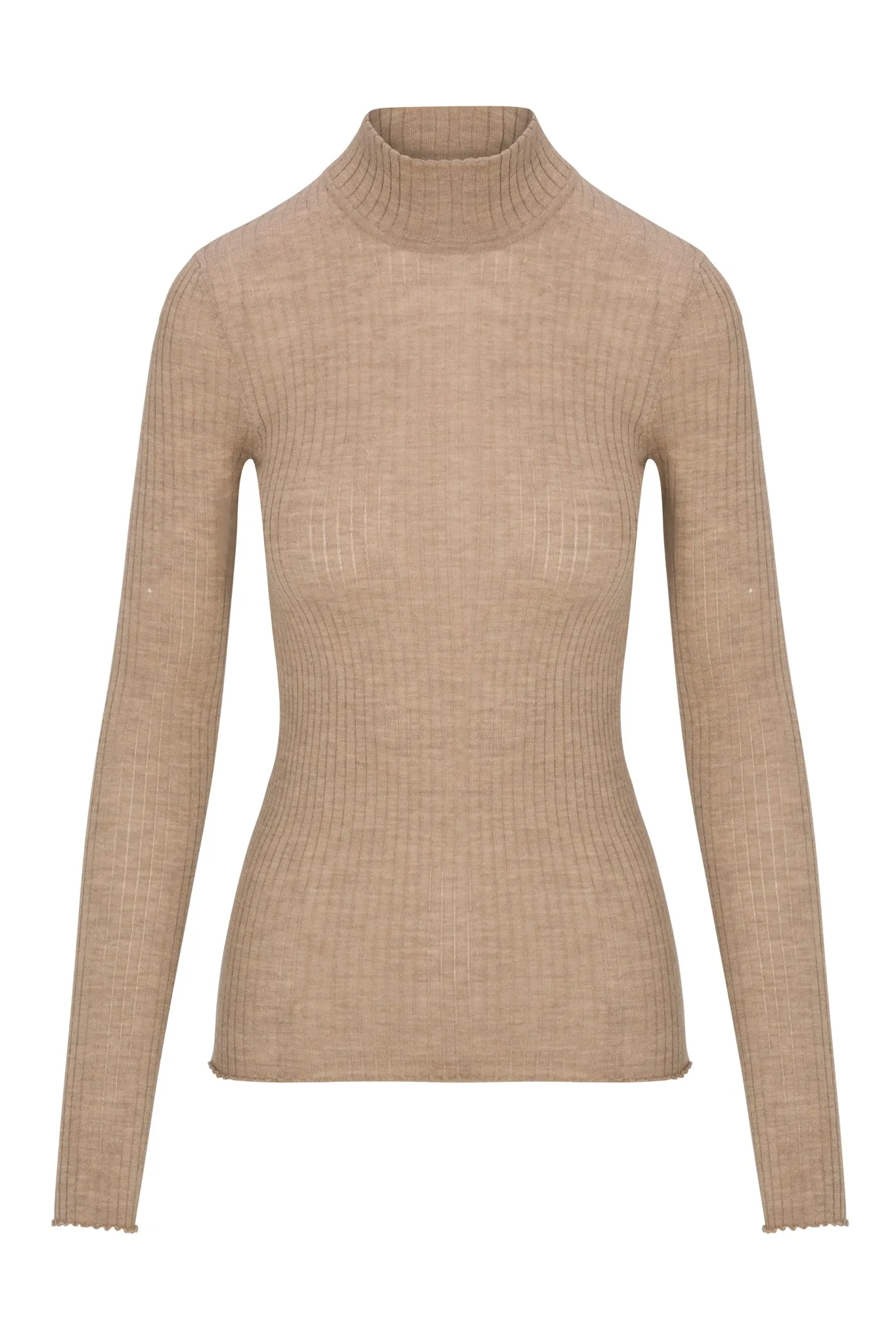 Camel Cashmere Mock Neck