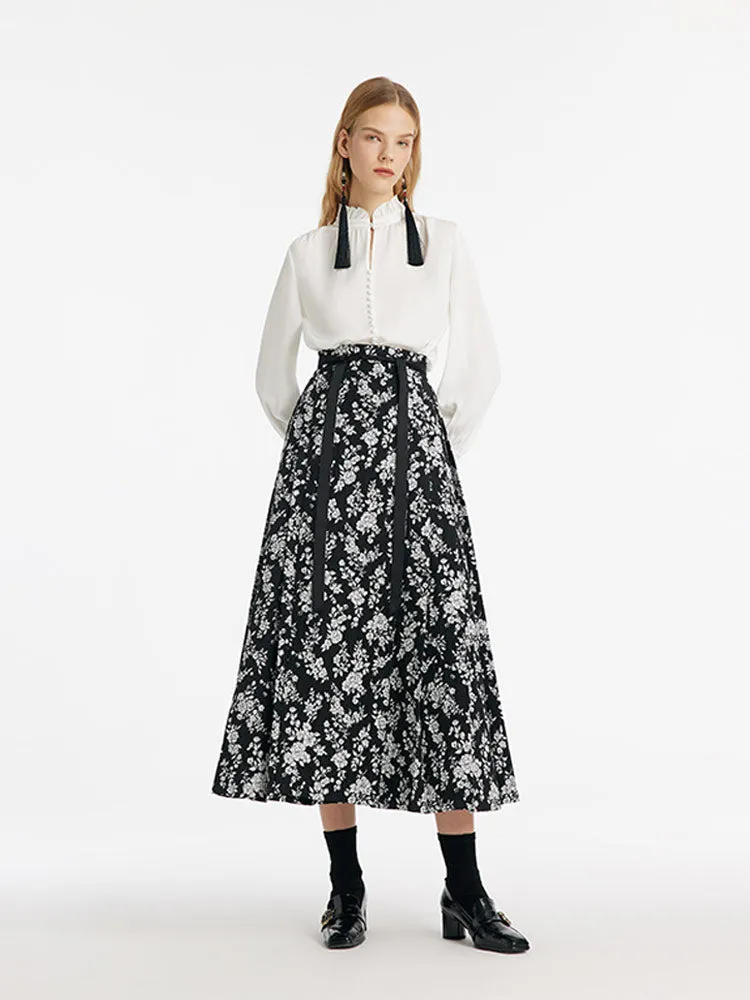 Camellia Printed Mamianqun With Bottomed Skirt