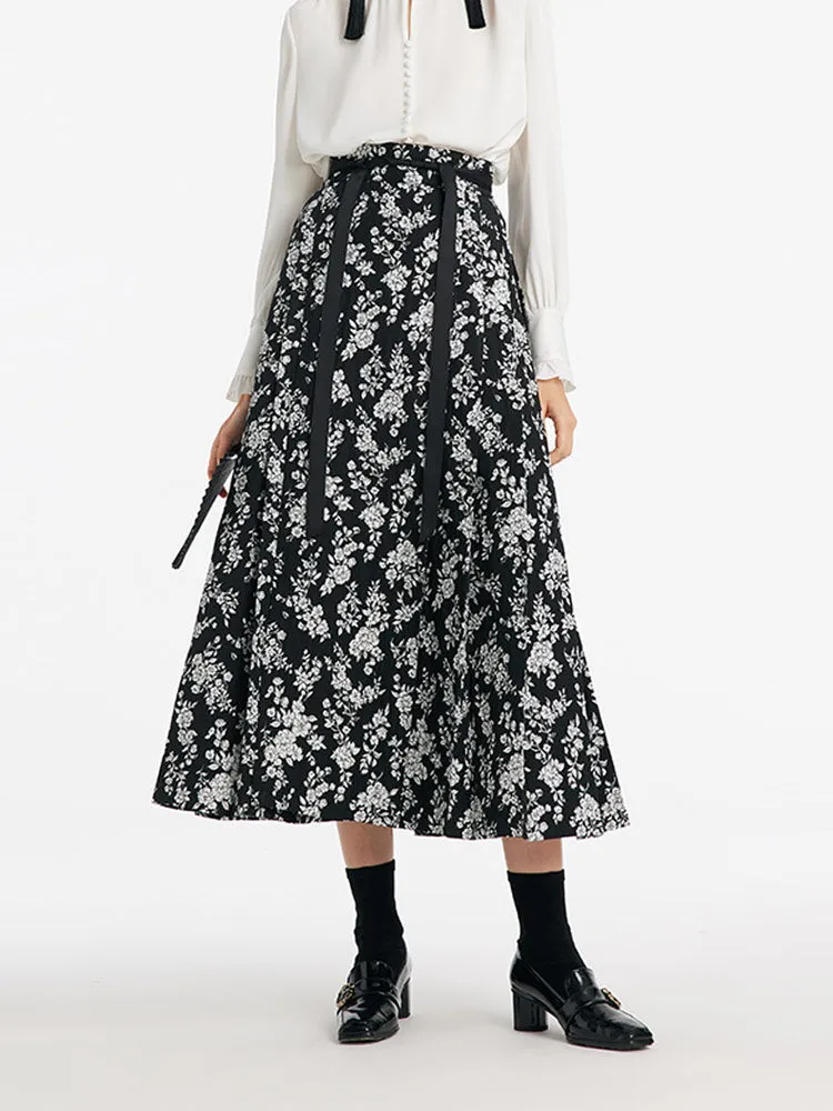 Camellia Printed Mamianqun With Bottomed Skirt