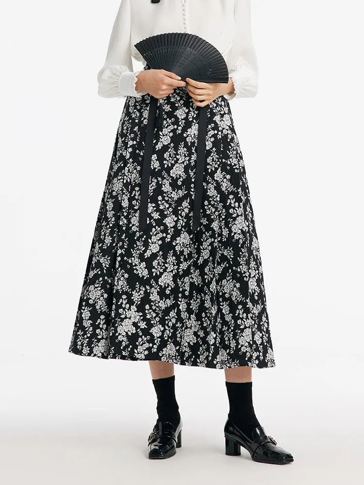 Camellia Printed Mamianqun With Bottomed Skirt