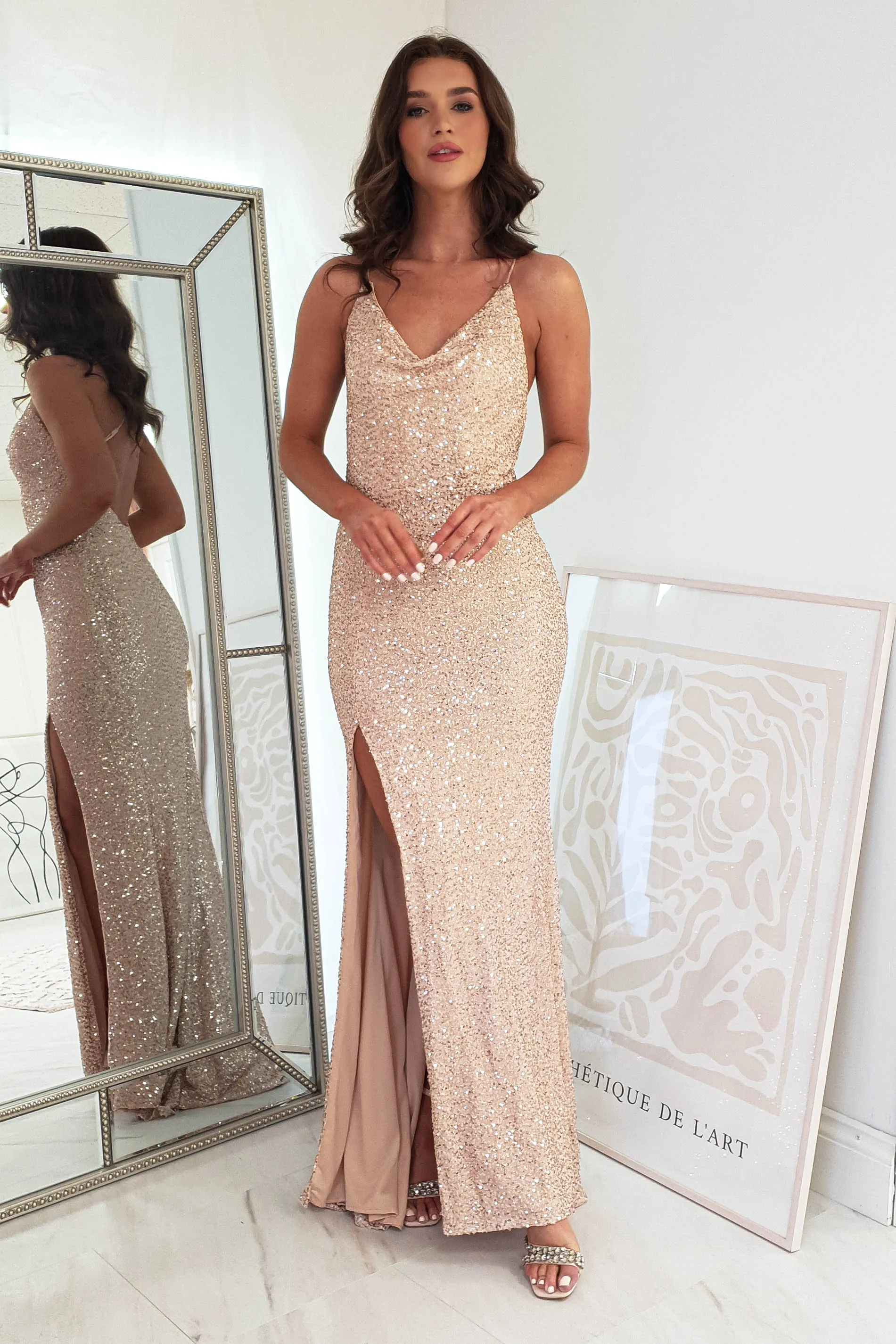 Carrol Sequin Gown | Gold