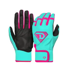 D1 Elite Series Premium Batting Gloves “Miami 305s”  | Electric Teal, Neon Pink