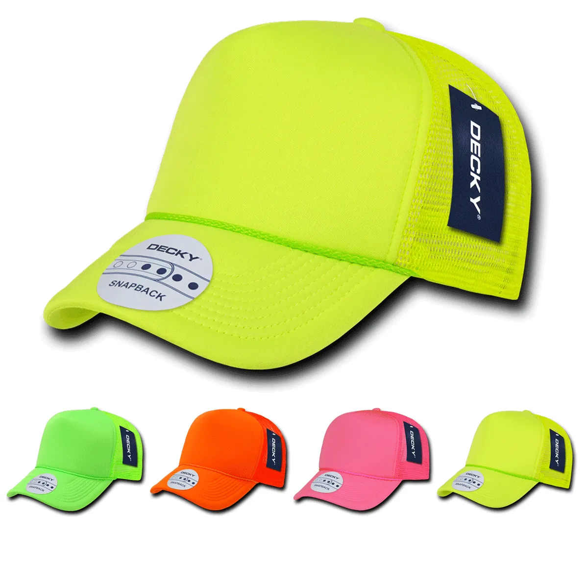 Decky 221 Neon Foam Trucker Cap, 5-Panel Mesh Back Hat