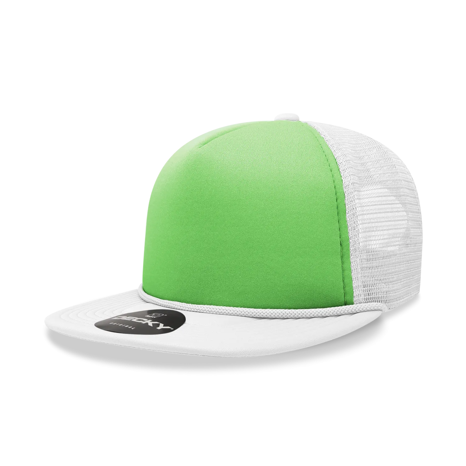 Decky 222 Neon Flat Bill Trucker Cap, 5-Panel Foam Hat