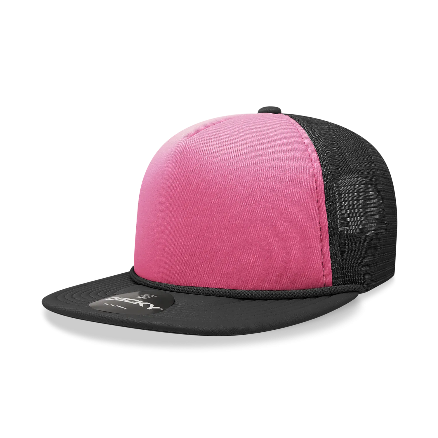 Decky 222 Neon Flat Bill Trucker Cap, 5-Panel Foam Hat