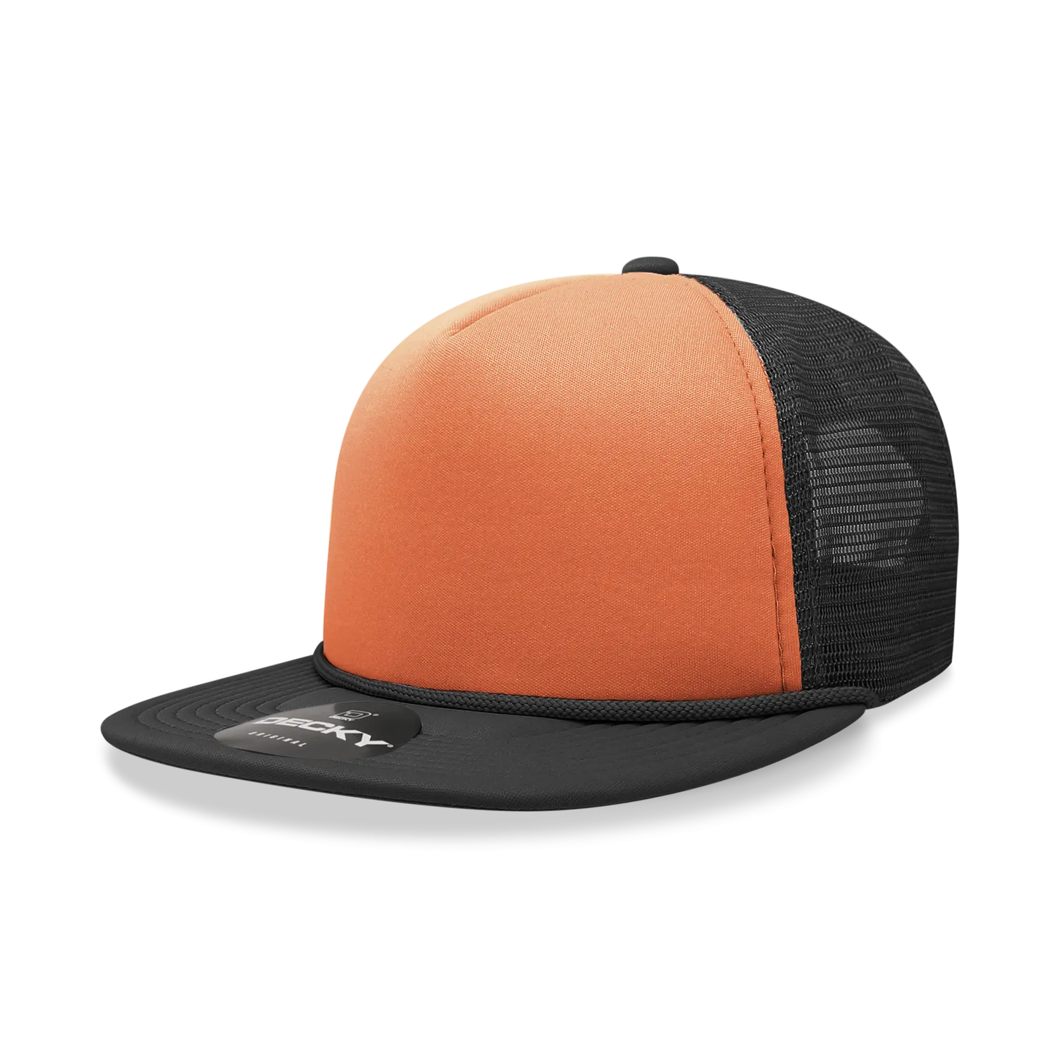 Decky 222 Neon Flat Bill Trucker Cap, 5-Panel Foam Hat