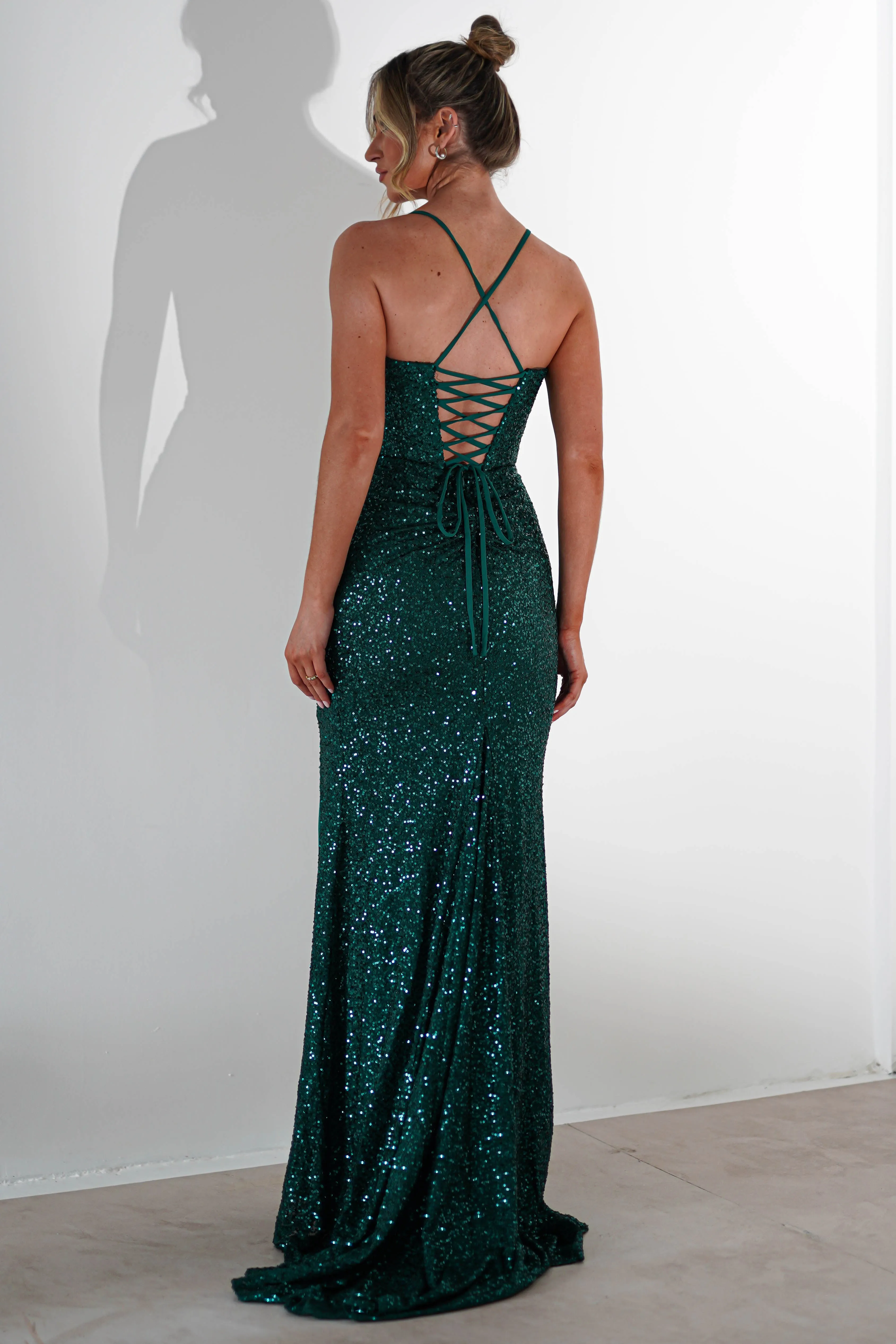 Ember Bodycon Sequin Gown | Emerald Green