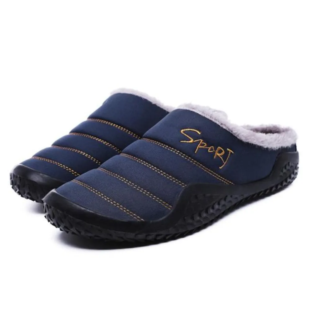 Groovywish Fur Slippers For Men Warm Anti-slip Winter Shoes