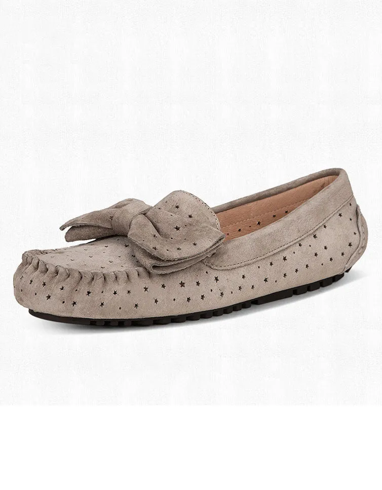 Handmade Retro Suede Hollow Loafers for Women