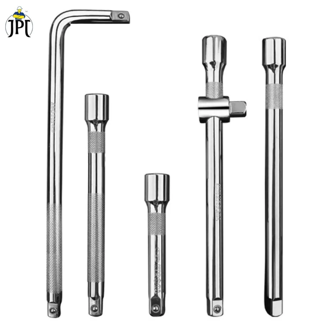 JPT 5Pcs 1/2" Square Drive Socket Wrench Set | Premium Chrome Vanadium Steel | T Handle & L Socket Handle | Three Extension Rod