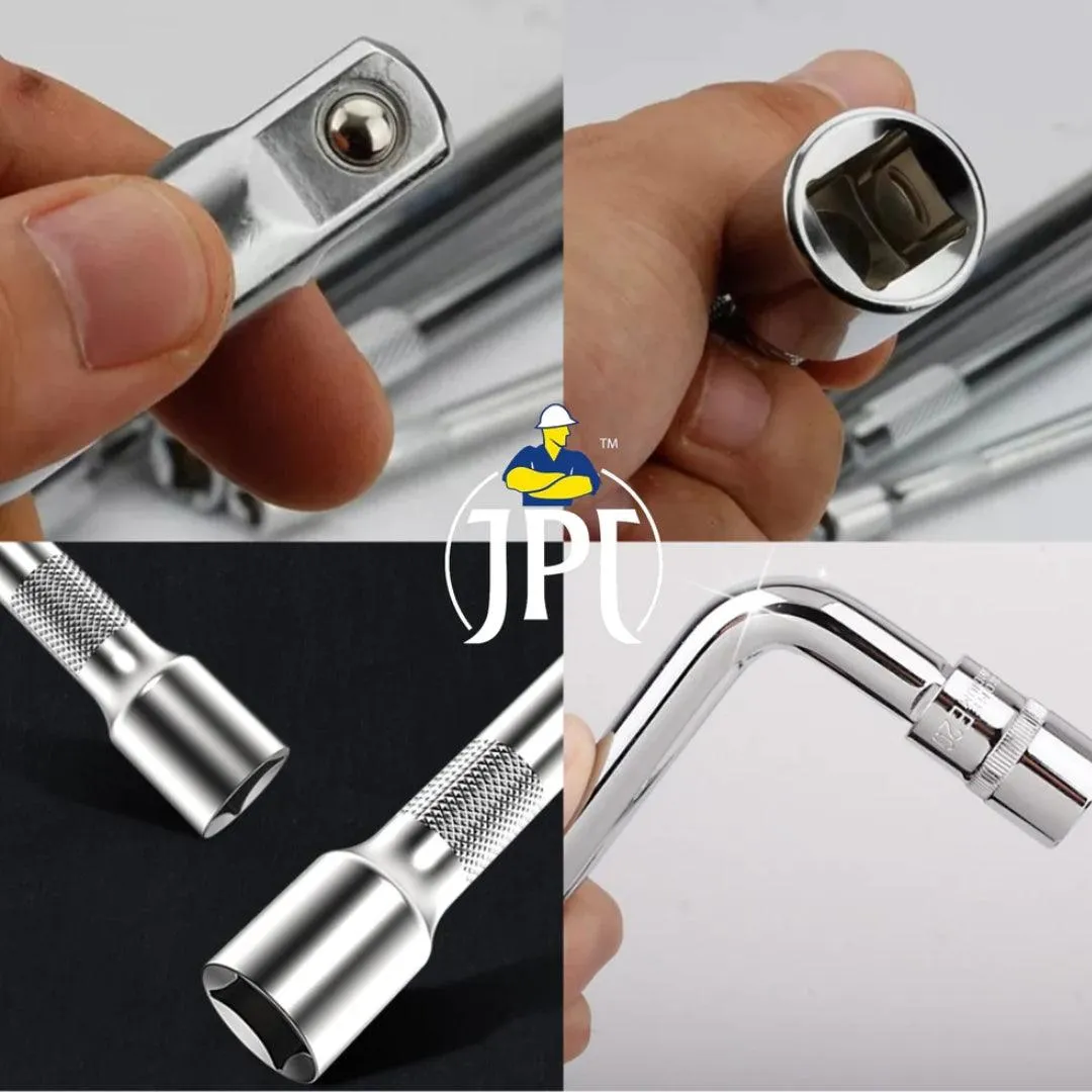 JPT 5Pcs 1/2" Square Drive Socket Wrench Set | Premium Chrome Vanadium Steel | T Handle & L Socket Handle | Three Extension Rod