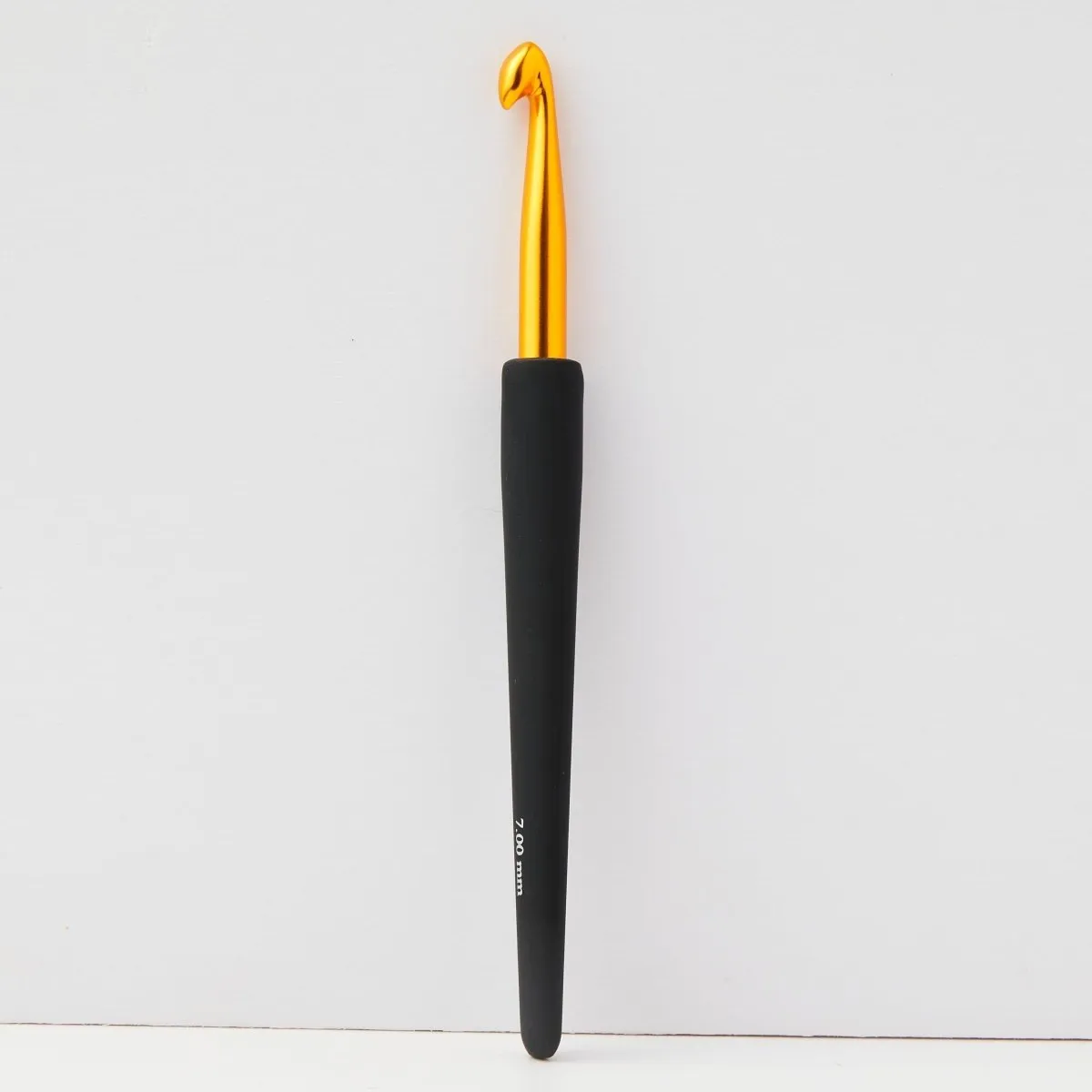 KnitPro Gold Aluminium Crochet Hook with black soft feel handle - Single Ended