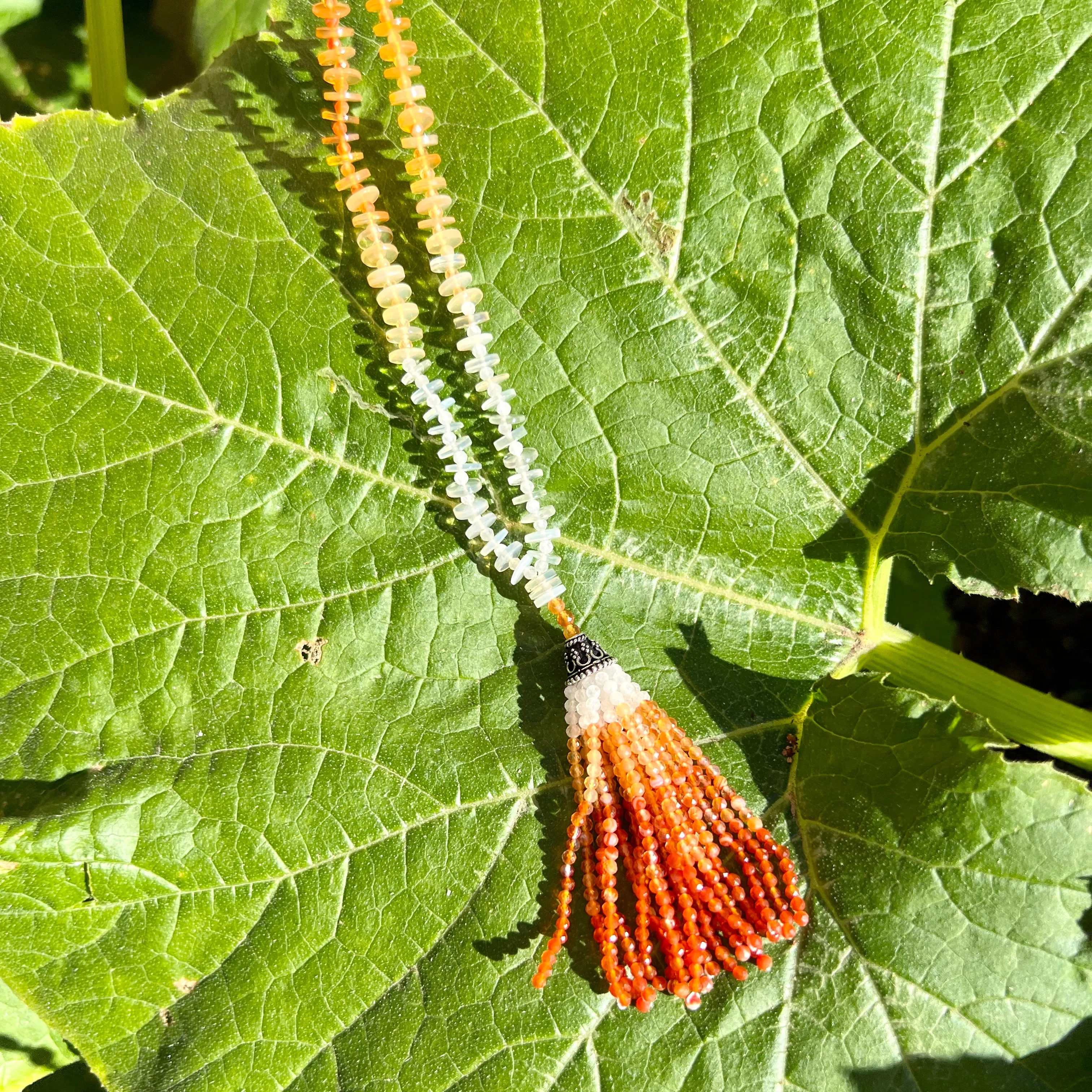 Rare Fire Opal Mala Necklace