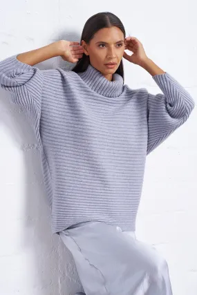 Ribbed Dolman Turtleneck Sweater