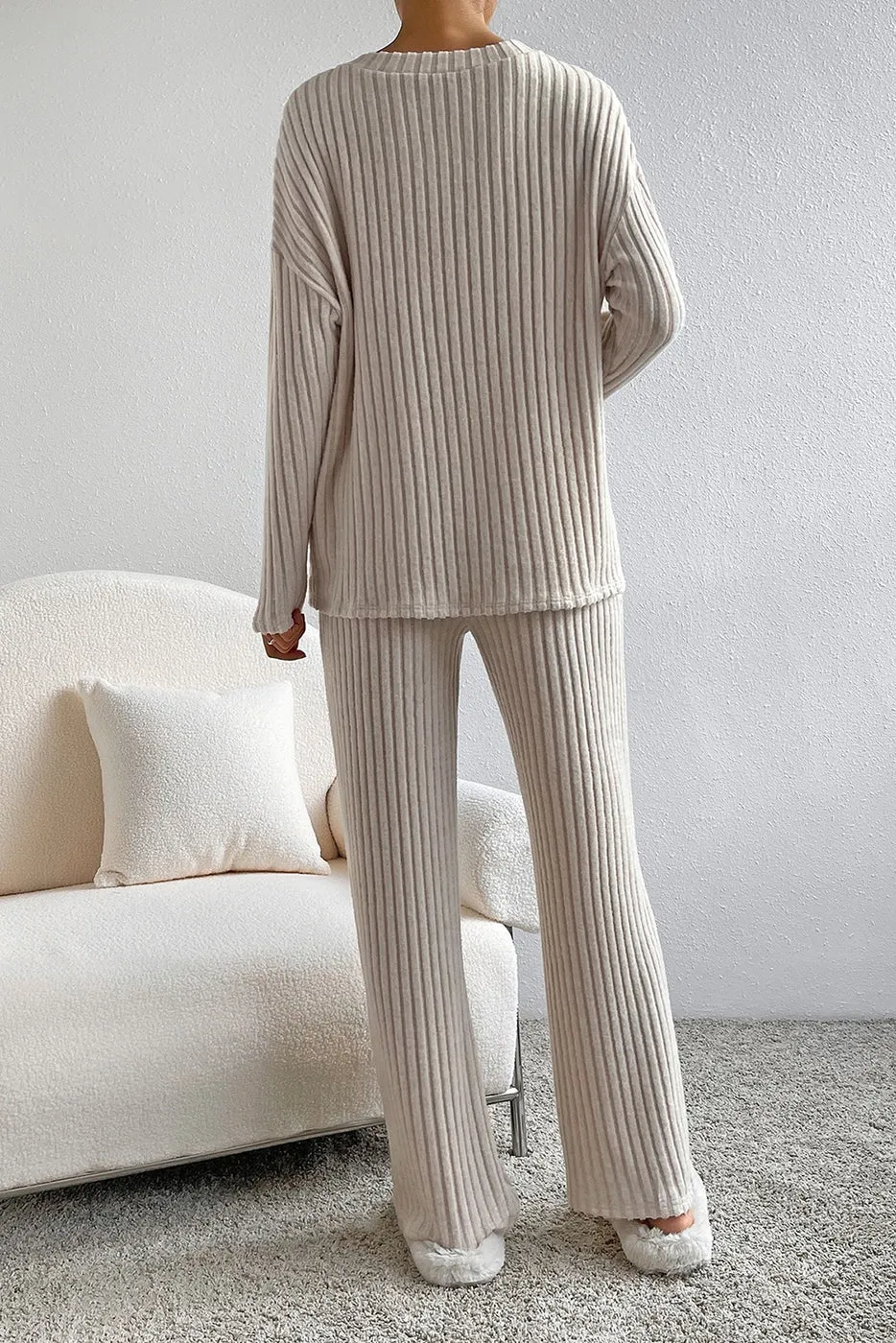 Shiying Brushed Ribbed Knit Lounge Set