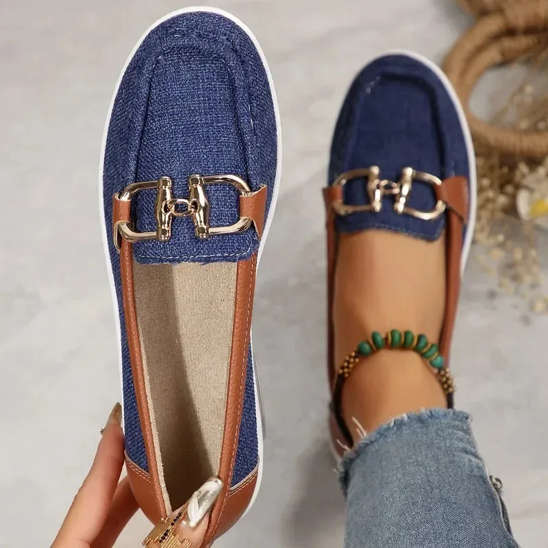 Women's Casual Shoes 2024 – Spring and Autumn Flat Loafers, Fashion Non-Slip Soft Denim Flats, Zapatos De Mujer